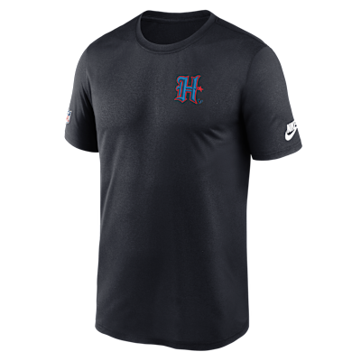 【NIKE】Houston Texans Sideline Player Men's Dri-FIT NFL Tee Men's Houston Texans Nike Navy Wordmark Block Sideline